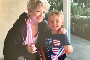Shelba's family helped her find her purpose. Shelba and her grandson celebrate Independence Day